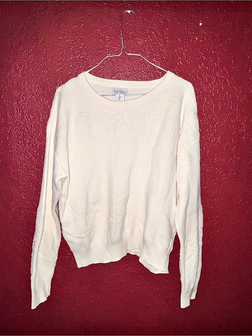 Nicole Miller Crew Neck Sweater Cream Size Large